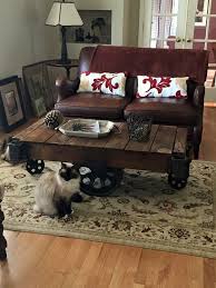Lineberry Railroad Cart In Its New Home As A Coffee Table Cat Approves We Have 5 Of These Beauties Le Coffee Table Farmhouse Cart Coffee Table Redo Furniture