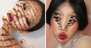south korean artist transforms face