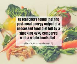 Researchers Found That The Post Meal Energy Output Of A Processed Food Diet Fell By A Shocking 47 Compare Whole Food Diet Nutrition Recipes Whole Food Recipes