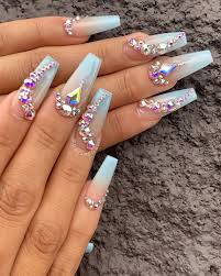 Best Summer Ombre Nails In 2019 Stylish Belles Diamond Nail Designs Nails Design With Rhinestones Blue Ombre Nails