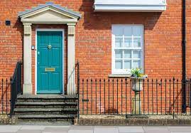 Add a dose of fabulous to your curb appeal with this teal. Brick House With Teal Door Front Door Colors Door Color Brick House Colors