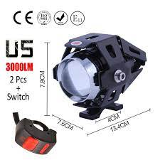 1 Pair 125w Motorcycle Headlight Motorbike Spotlight 3000lm Motos Cree U5 Led Driving Spot Head Light Auxiliary Lamp With Switch Lampu Sorot Led Sepeda Motor