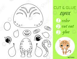 Da clic para ver en grande e imprimir. Para Colorear Libro Cortar Y Pegamento Bebe Lince Juego De Vector De Stock Crushpixel