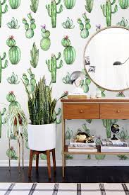 Kaktus Tapeten Aquarell Kaktus Abnehmbare Von Floralcoloray Aus Polen Auf Etsy Removable Wallpaper Decor Wall Decor
