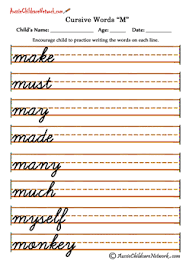 They'll be the masters of writing in no time! Cursive Words Aussie Childcare Network