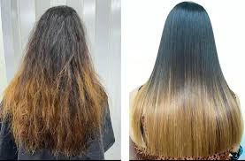 Antes/Después de un cabello maltratado por el uso frecuente de piscina...  En @salon_labelle_ solucionamos tu problema 💃 tenemos hidrataciones a tu  preferencia, trabajamos con hidratación orgánica y química . Pregunta por tu