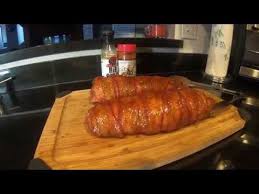 Photos of bacon wrapped stuffed pork tenderloin. Pork Tenderloin Wrapped In Bacon On Traeger Youtube