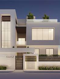 Sketchup drawing 2 stories modern villa design with exclusive pool. Ions Design Luxury Interior Design Dubai Interior Design Company Modern Minimalist House Facade House Modern Villa Exterior