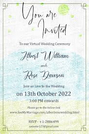 With a huge selection of wedding invitation maker templates at your disposal, it's easy and fun to create invitation cards to invite your friends and family to your marriage ceremony. Simple White Theme Virtual Wedding Invitation Card Seemymarriage