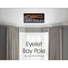 This curtain only hangs partway up the window, just like the cafes on the roadside used to have. Neo Original 28mm Eyelet Bay Window Curtain Pole
