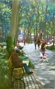 Noon At The Bryant Park Nyc Painting Bryant Park Nyc Nyc Art Print Bryant Park