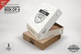 Box Of Four Donut Pastry Box Mockup In 2020 Free Packaging Mockup Design Mockup Free Box Mockup