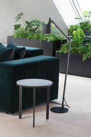 Vipp Side Table And Floor Lamp In Dark Colours Contrast The Grennery And Dark Green Velour Sofa Floor Lamp Bedroom Design Home Decor