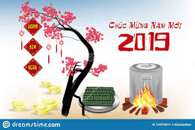 Happy New Year 2019 And Merry Christmas In Vietnamese Stock Illustration Illustration Of Invitation Mean 134476071