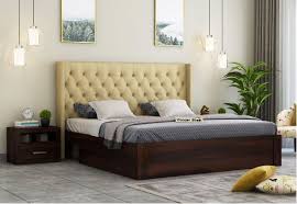 Upholstered single, queen size, double and king size beds, upholstered round beds. Upholstered Bed Upto 55 Off Buy Fabric Upholstered Beds Online Woodenstreet