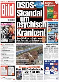 Ergänzend zur kampagne stellt „bild. Newspaper Bild Germany Newspapers In Germany Monday S Edition January 15 Of 2018 Kiosko Net
