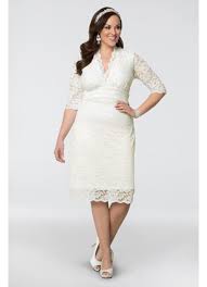 This is an elegant and nice looking informal plus size wedding dress. Luxe Lace Plus Size Short Wedding Dress David S Bridal