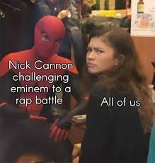 Nick cannon s hair makeover on the masked singer fans. Dopl3r Com Memes Nick Cannon Challenging Eminem To A All Of Us Rap Battle