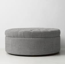 This large faux leather storage ottoman offers an easy and stylish storage solution for pillows, blankets, books or toys. Tufted Large Round Storage Ottoman Round Storage Ottoman Storage Ottoman Ottoman Decor