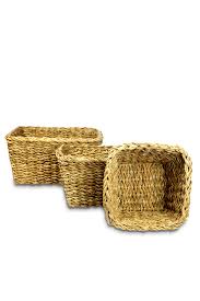 Dienblad tray round seagrass artikelnummer: S 3 Square Seagrass Tray 25x25x13cmh Holstens