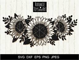 Black And White Sunflower Clipart Border Sunflower Svg Sunflower Monogram Bundle Svg Flower Svg Etsy In 2020 Flower Svg Sunflower Stencil Svg
