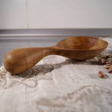 Carved Wooden Scoop From Walnut Wooden Spoon Kitchen Wooden Utensil Carved Wood Grain Scoop Flour S Cucharas De Madera Cucharas Madera