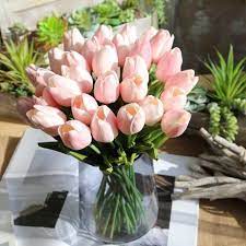 Artificial Tulips Real Touch Fake Flowers Artificial Tulips Flowers Arrangement Bouquet For Home Room Office Wedding Party 5 10pcs Walmart Com Fake Flowers Real Touch Wedding Flowers Pink Tulips Bouquet