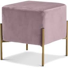 Square Blush Mauve Pink Velvet Modern Ottoman Footstool Furniture Modern Ottoman Decor