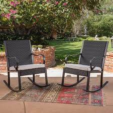 Horizon Outdoor Wicker Rocking Chair With Cushion White Black Walmart Com Outdoor Rocking Chairs Outdoor Wicker Rocking Chairs Patio
