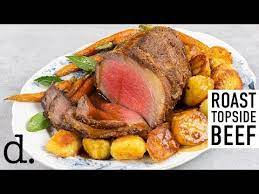 Make This Affordable Roast Dinner Recipe With A Topside Of Beef It S A Simple Recipe Cooked With Mustard Roast Sweet Potato Soup Recipes Cooking Roast Beef
