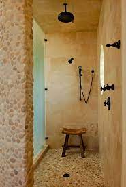The tiles are made from highly polished pebbles attached to a mesh backing. White Tan River Stone Pebble Mosaic Tiles On Mesh For 29 99 Per M2 Bathroom
