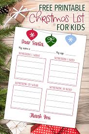 Want Need Wear Read Christmas List Free Printable Kids Christmas List Simplify Christmas Free Christmas Printables