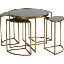 table gigogne modulable marque hanjel consoles d appoint bout de canape 5 pieces en metal dore et verre n tables gigognes table gigogne verre table basse verre