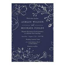 Navy Blue Silver Gray Floral Modern Wedding Invitation Zazzle Com Navy Wedding Invitations Blue Wedding Invitations Navy Blue Wedding Invitations
