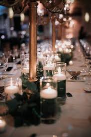 Romantic Wedding Centerpiece Idea Gold Details And Votive Candles Simply Romantic Wedding Centerpieces Cheap Wedding Table Centerpieces Wedding Centerpieces
