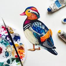 Day 39 Of My 100birds 100dayproject A Colourful Mandarin Duck From East Asia Bird Duck Art Painting Illustration Co Bird Illustration Bird Art Duck Art