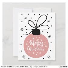 Pink Christmas Ornament Holiday Greeting Card Zazzle Com In 2020 Pink Christmas Ornaments Custom Holiday Card Holiday Design Card
