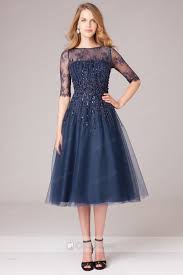 Beaded Tea Length Tulle Mother Of The Bride Dresses By Okdress Uk Prom Dresses Vintage Tea Length Dresses Mother Of The Bride Dresses