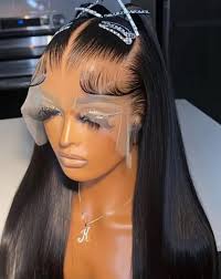 13x5x1 Long Straight Black Lace Front Wig For Women Pre Plucked Glueless 32  inch