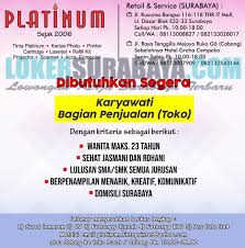 Lowongan kerja toko emas hidup di tegal. Lowongan Kerja Di Platinum Surabaya Terbaru Mei 2019 Lowongan Kerja Surabaya Juni 2021 Lowongan Kerja Jawa Timur Terbaru