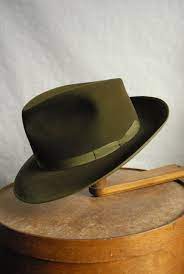 Vintage 60 S Beautiful Green Fur Felt German Made Fedora Hat Uk 7 Mens Hats Fashion Hats For Men Green Fur