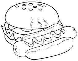 This particullar coloring picture height & width is around 600 pixel x 600 pixel with approximate file size for around 61.98 kilobytes. Hot Dog Sausage And Hamburger Coloring Page In 2021 Dog Coloring Page Coloring Pages Dog Coloring