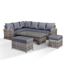 Within outdoor coffee tables, we carry rectangle, square, round and oval. Club Rattan Harmony Outdoor Corner Sofa Set With Rising Table In Grey Rattan