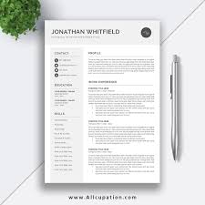 Editable Resume Template Cover Letter Job Cv Template Word Resume Design Professional Cv Design Cover Letter Instant Download Jonathan Allcupation Optimized Resume Templates For Higher Employability