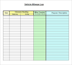 Vehicle Mileage Log Form Mileage Chart Vehicle