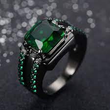 Men S Emerald Ring Fashion Sapphire Jewelry 10kt Black Gold Filled Finger Ring Male Women Wedding Engagemen Mens Emerald Rings Rings For Men Black Gold Jewelry