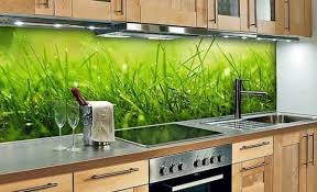 Glass Rear Wall Natural Fresh Cuisine Grass Wood Kitchen Wallpaper Washable Shabby Chic Kitchen Kitchen Backsplash Tile Designs