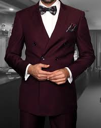 Burgundy Double Breasted Suit For Men Pleated Pants Vinci Dc900 1