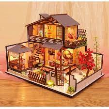 Diy Japanese Garden Style Wooden Miniature Doll House Kit Etsy Diy Dollhouse Doll House House Kit