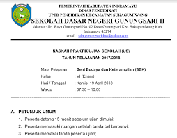 Contoh lembar kerja ujian praktik ipa sd 2019 indonesian education. Soal Ujian Praktek Sekolah Us Sbk Kls Vi Sd Tahun Pelajaran 2019 2020 File Guru Now